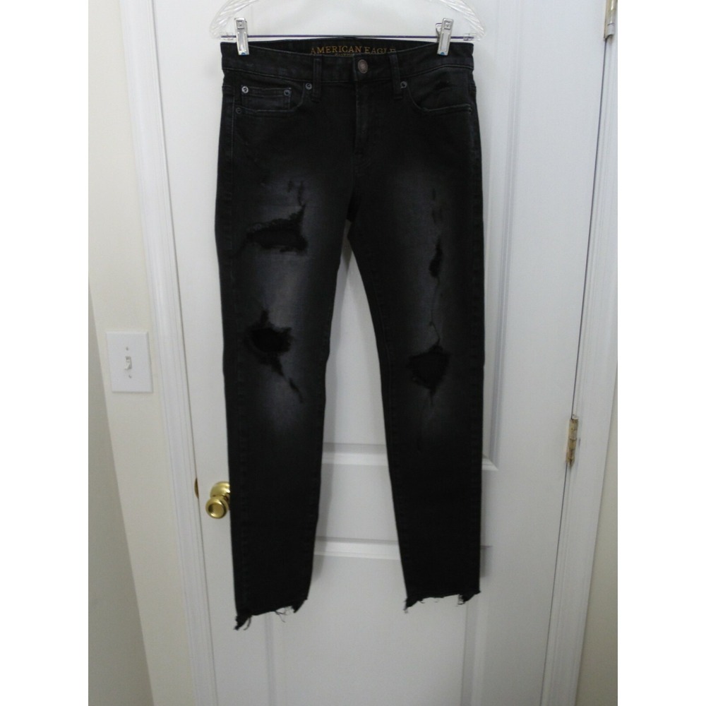 American Eagle Mens Black Extreme Flex 4 Distressed Straight Jeans‎ Size 30 X 31